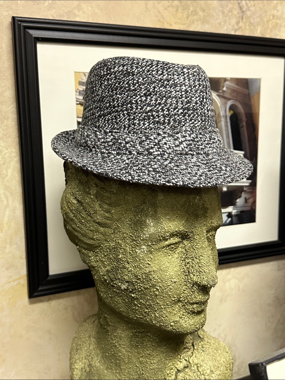 Cat & Jack Black and White Tweed Baby Fedora Hat